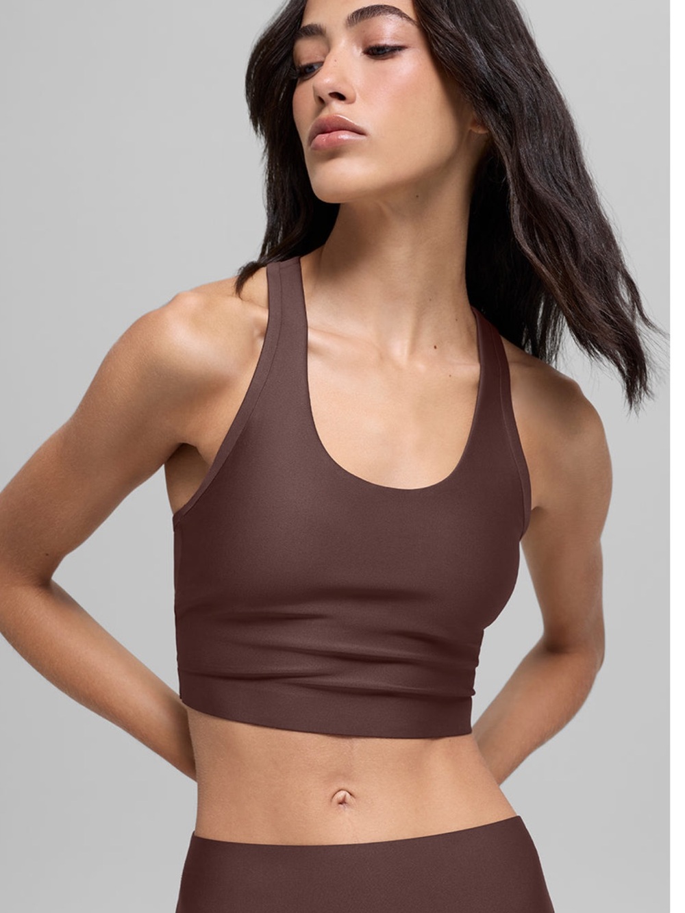 ALO Yoga Airlift Super Sleek Bra Tank in Brownstone